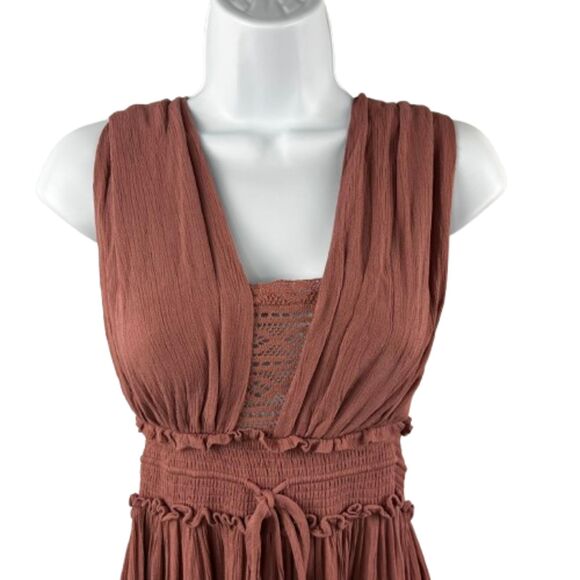 Free People Santa Maria Brown Rust Maxi Dress Size XS - Picture 4 of 8